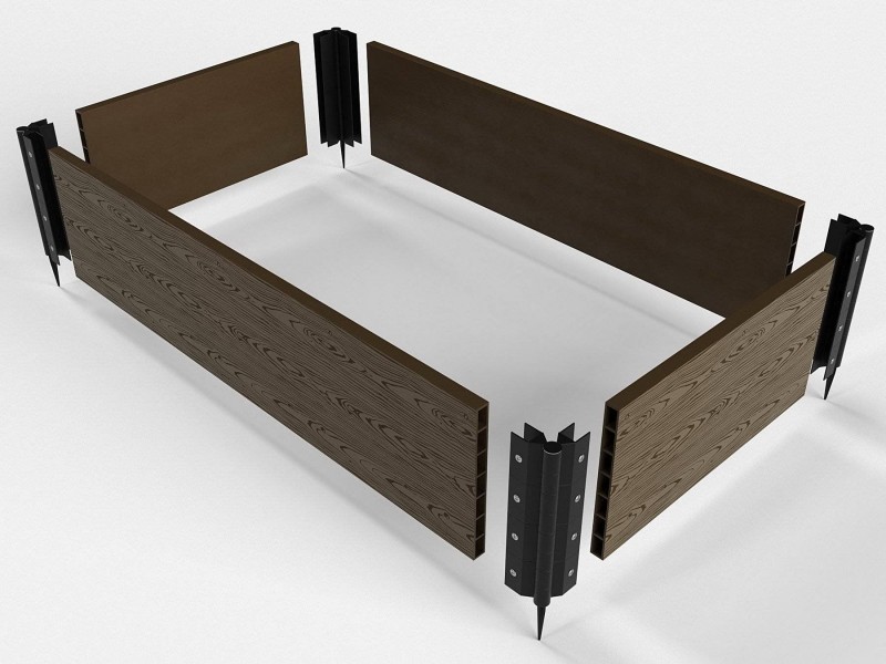 Грядка 1,5х1,5 м из доски ДПК UnoDeck Letto (300*25), 3000 мм, графит/венге